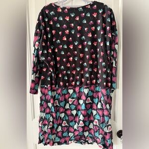 Gudrun Sjoden Black Tunic with Pink and Blue Floral Pattern Size M NWOT